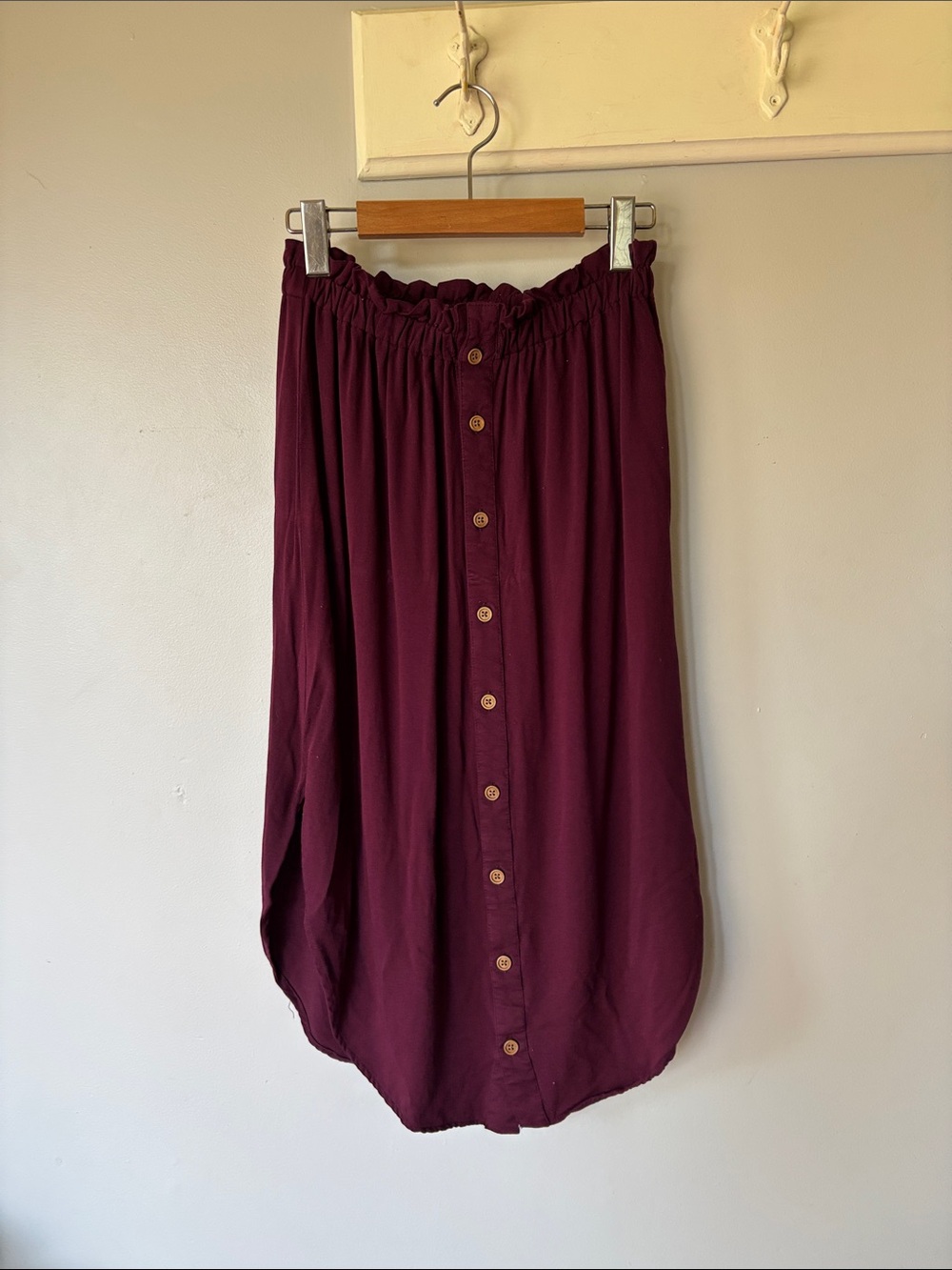 Jackson Rowe Burgundy Button-Front Midi Skirt - Size Small